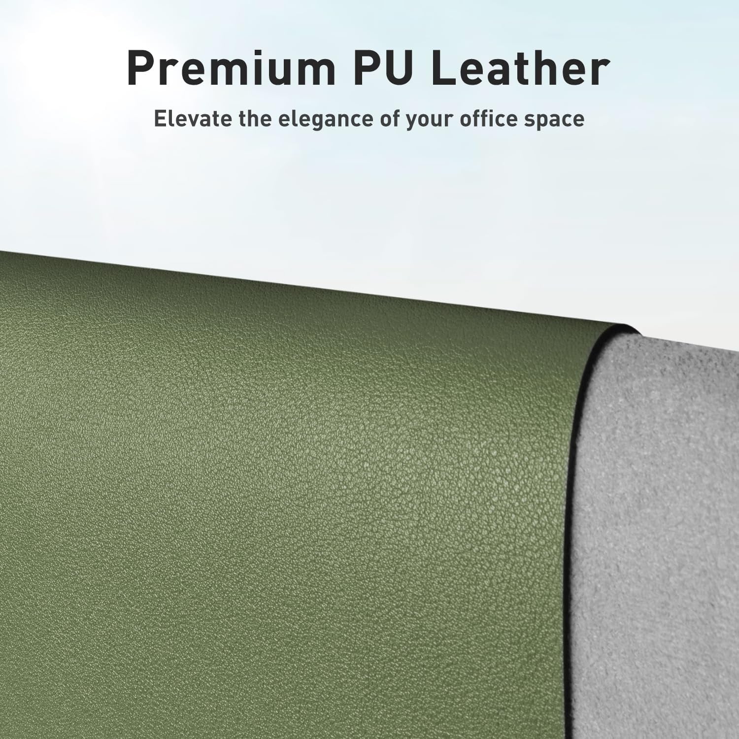 Leather Desk Pad Protector, Mouse Pad, Office Desk Mat, Non-Slip PU Leather Desk Blotter, Laptop Desk Pad, Waterproof Desk Writing Pad for Office and Home (31.5" X 15.7",Olive Green)