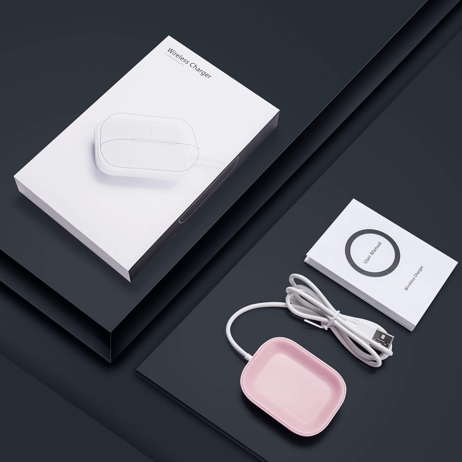 For Airpod Charger, Designed Wireless Charger for Airpods 4(Anc)/3Rd/2Nd Gen, for New Airpod Pro 3 (2025)/ 2Nd Gen, Wireless Earbuds, Slim & Compact for Travel Home Office, Pink