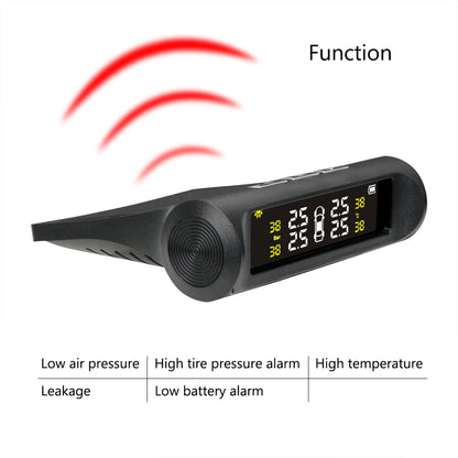 Solar-Powered Digital LCD Tyre Pressure Monitoring System with External Sensors and Auto Security Alarm